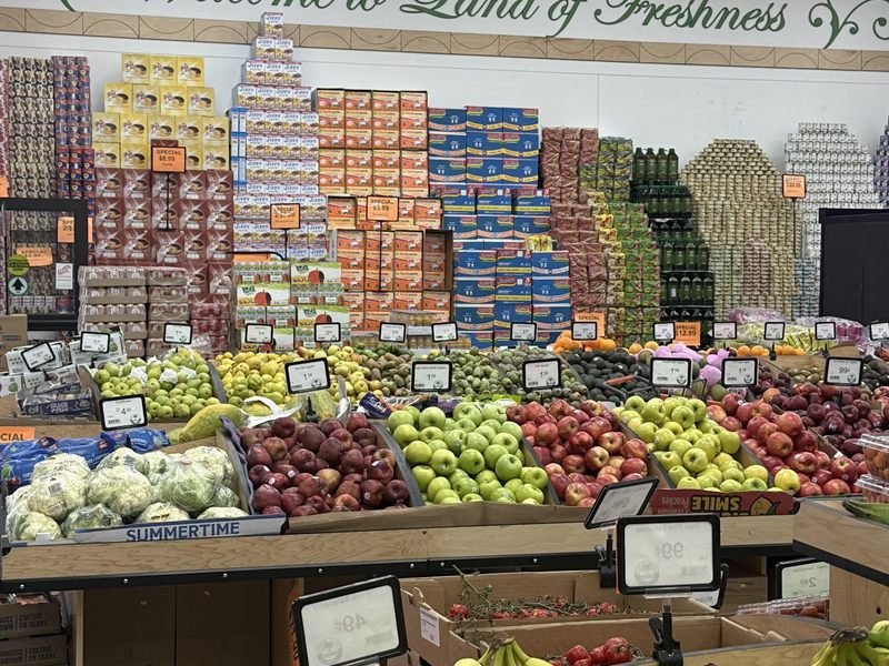 Fresh fruit and vegetable display