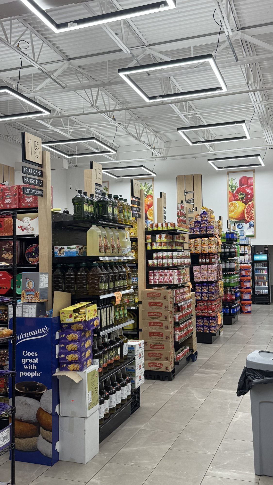 Mediterranean grocery aisle